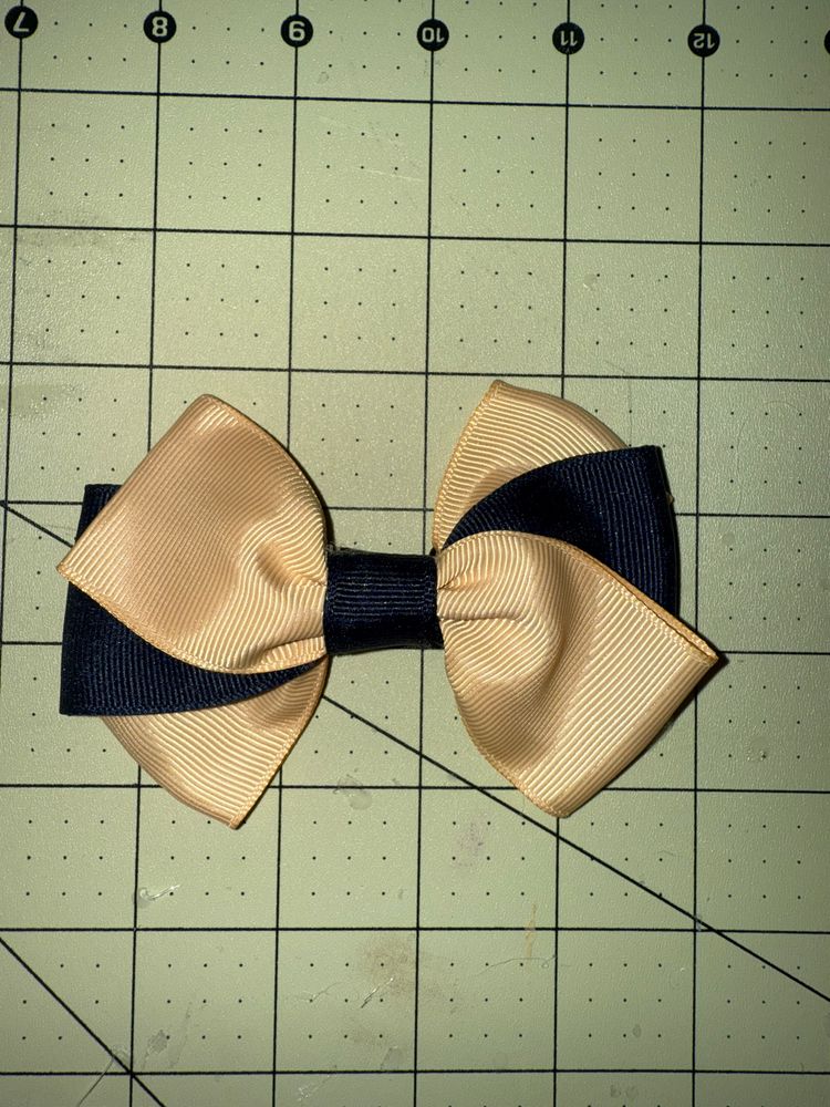 Gold & Navy Blue Fan Basic Bow