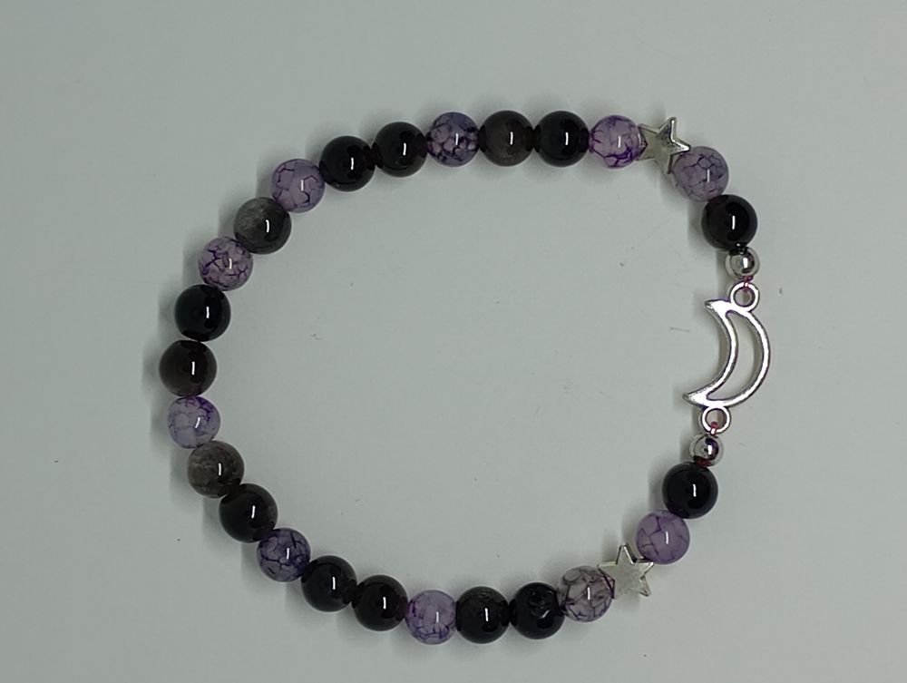 Crystal half moon bracelet with stars