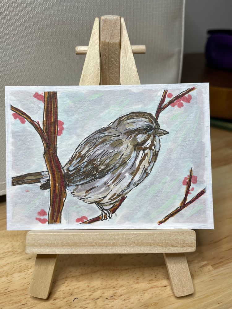 ACEO Winter Visitor Series Sparrow