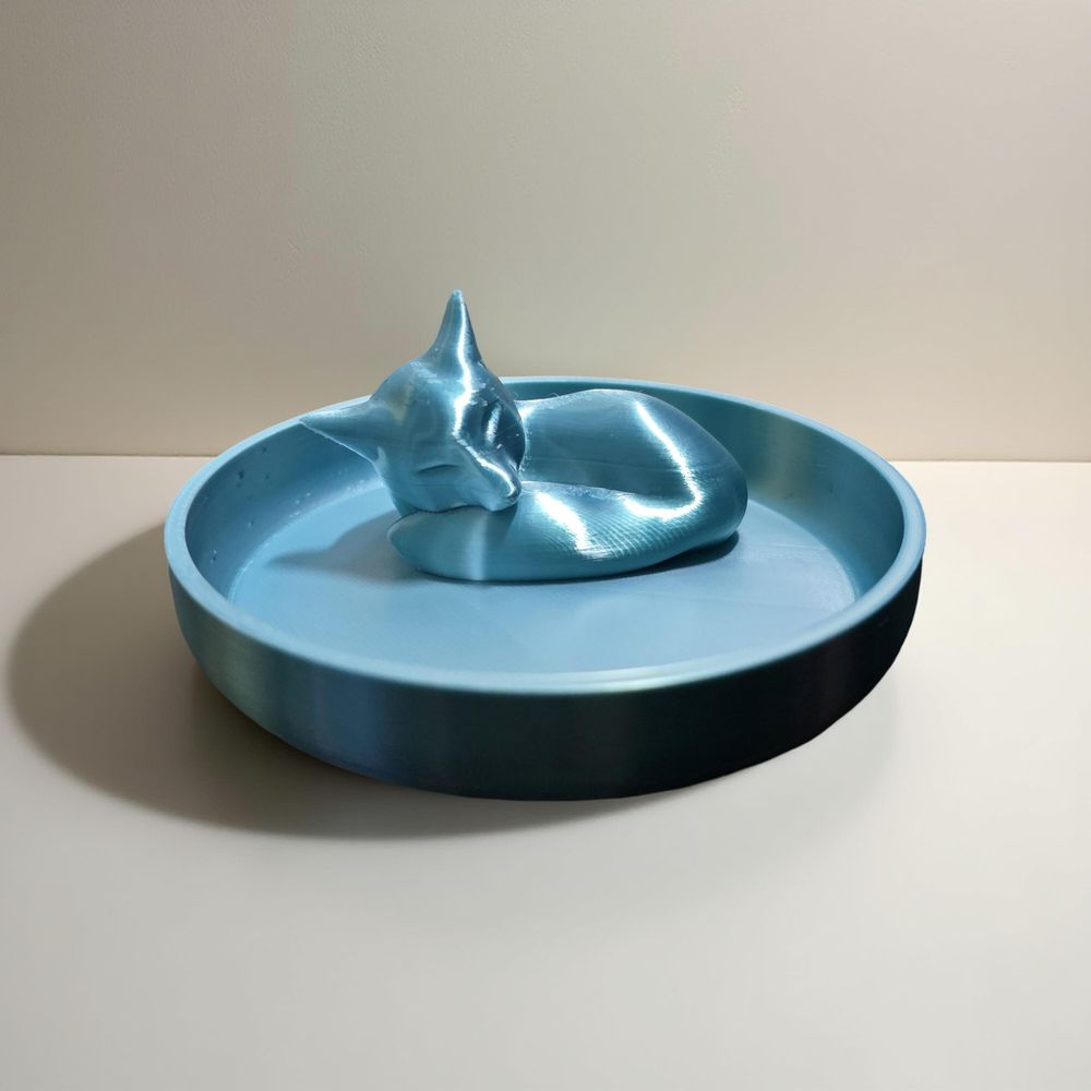 Sleeping Fox Ring Dish | 3D Printed PLA Jewelry Organizer | ...
