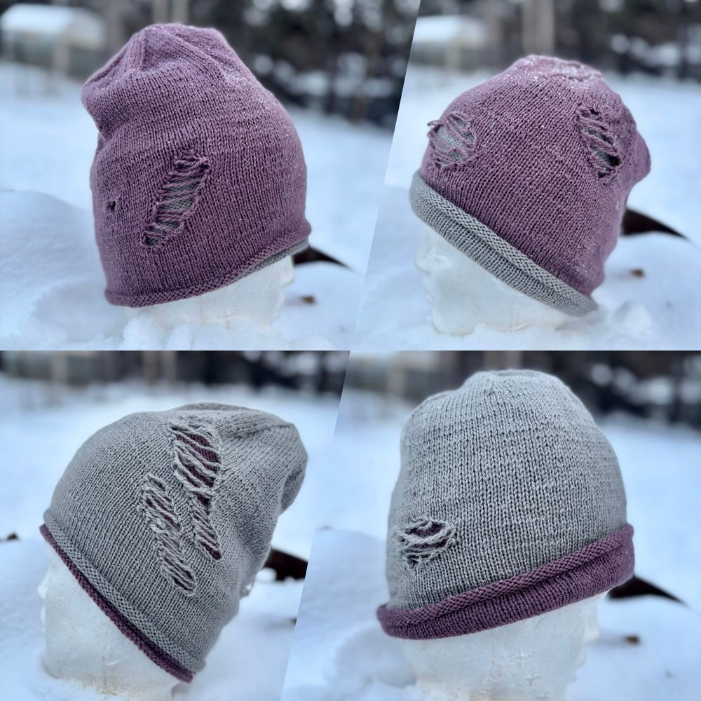 4 in 1 Distressed hat rolled brim