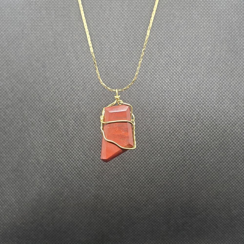 Wire Wrapped Red Jasper Necklace