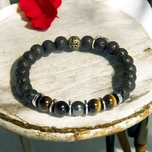 8.5" - Golden Tiger’s Eye and Lava Stone