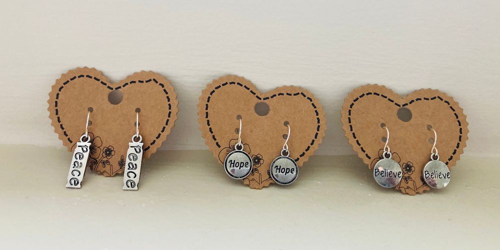 Hypoallergenic dangle earrings - peace hope believe inspirat...