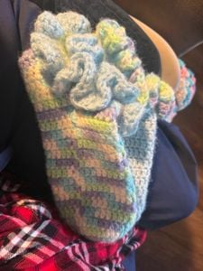 Mismatched ruffle slipper