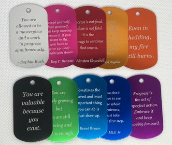 Matching quotes on back of affirmation tags