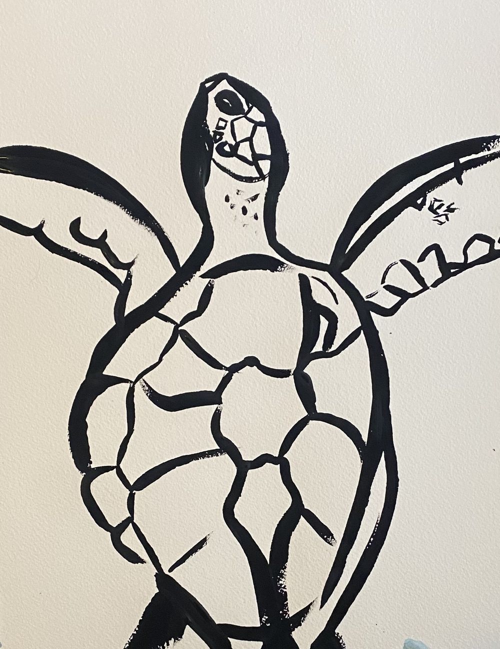 Sea Turtle Painting Digital Download (Black and White)
