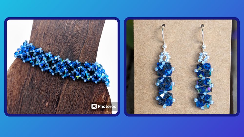 Elegant Blue and Grey Crystal Jewelry Set
