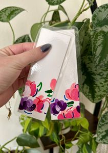 TWO 2x6in Floral Hand-painted Bookmark