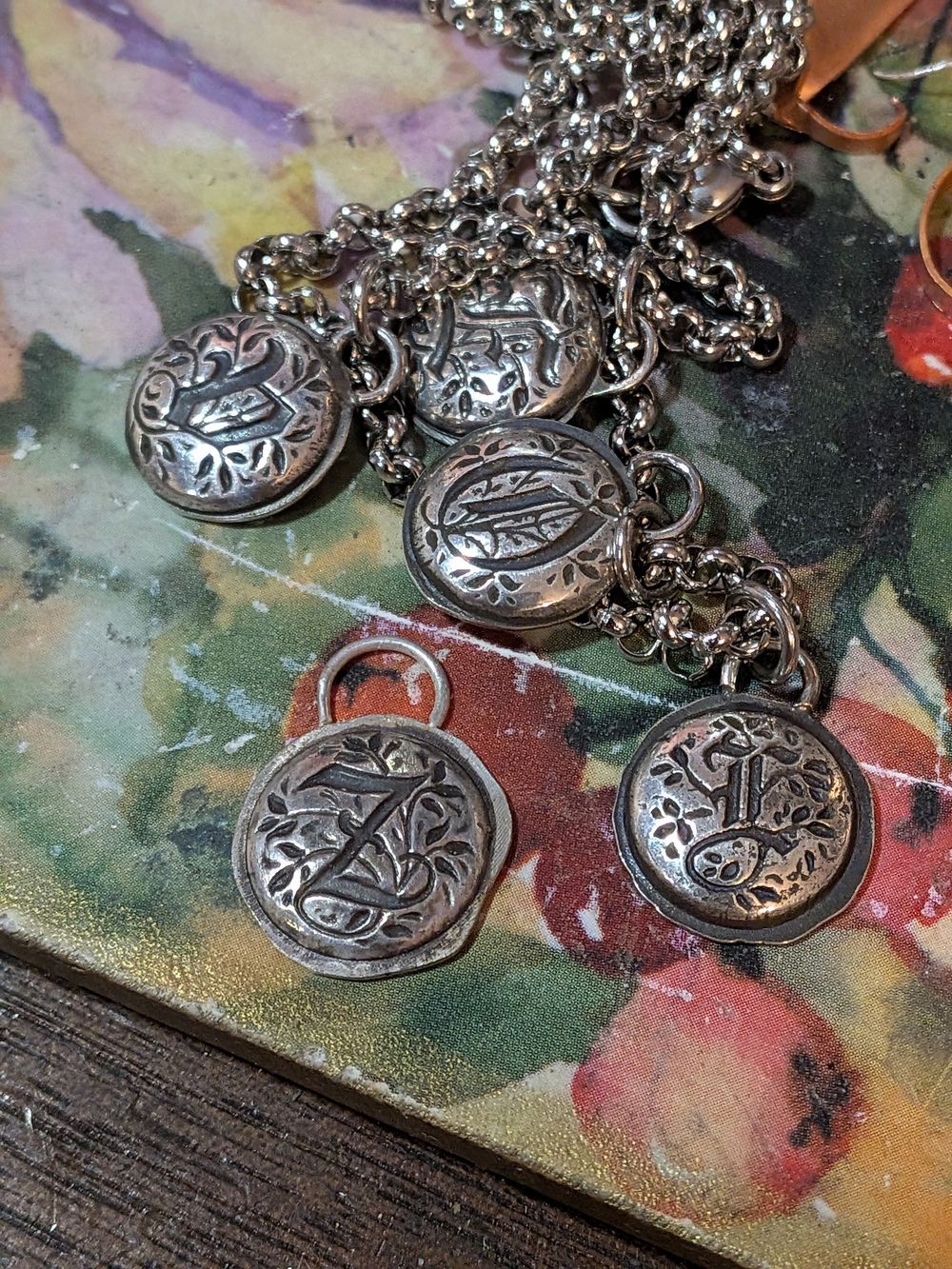 Fine silver monogram letter pendant