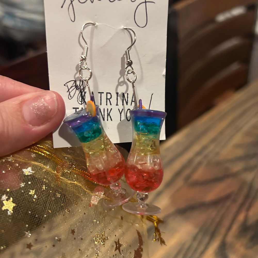 Adult Drink Earrings Rainbow Mai tai's