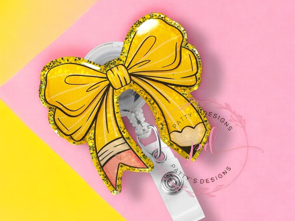 Pencil Bow Badge Reel