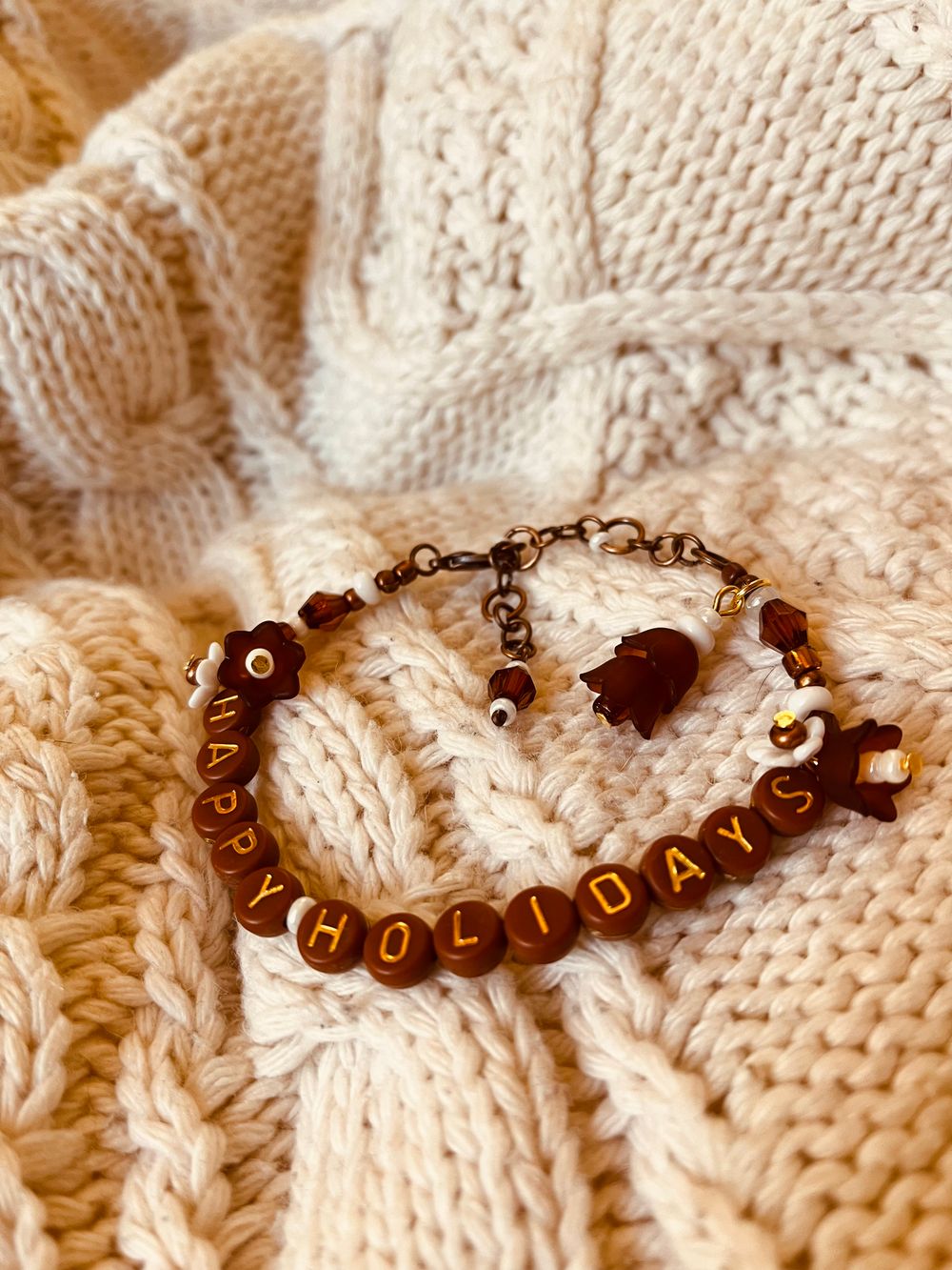 Happy Holidays Gingerbread Friendship Bracelet 