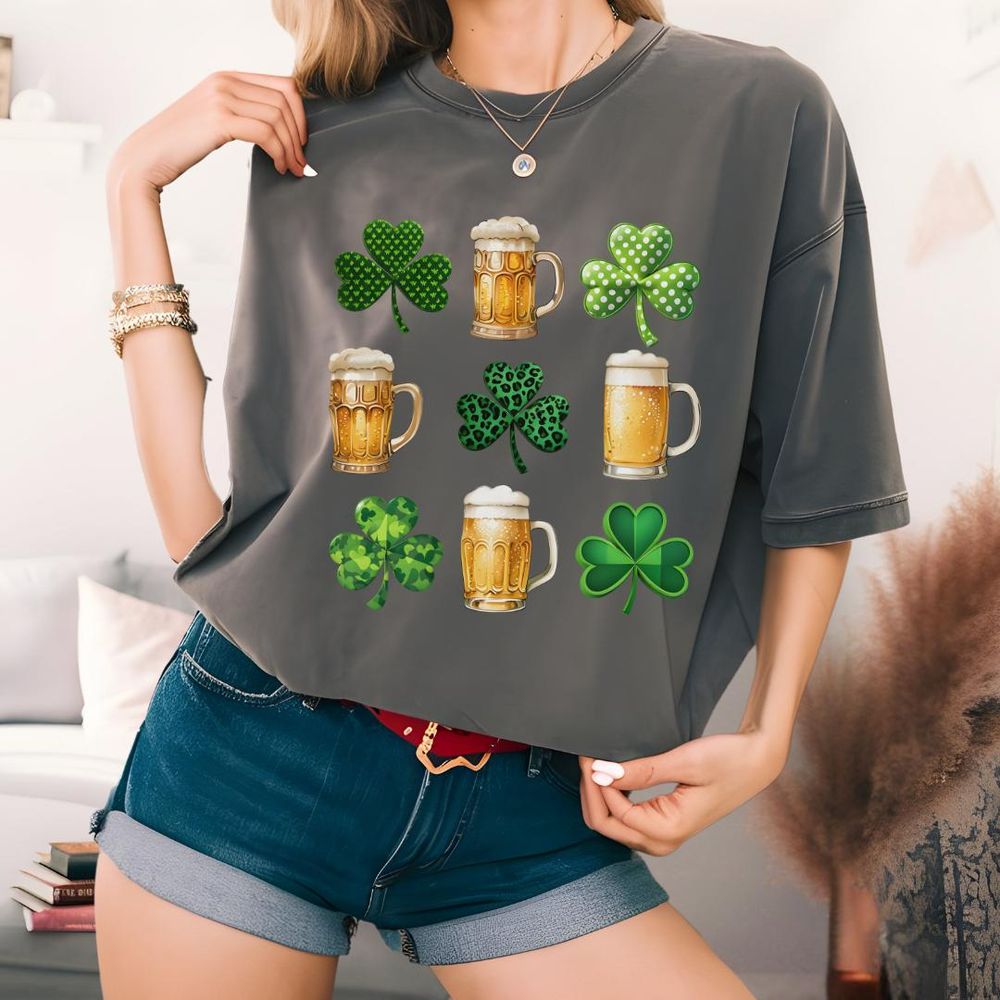 Saint Patricks Day Shirt Irish T-shirt Shamrock Clover Tee  ...
