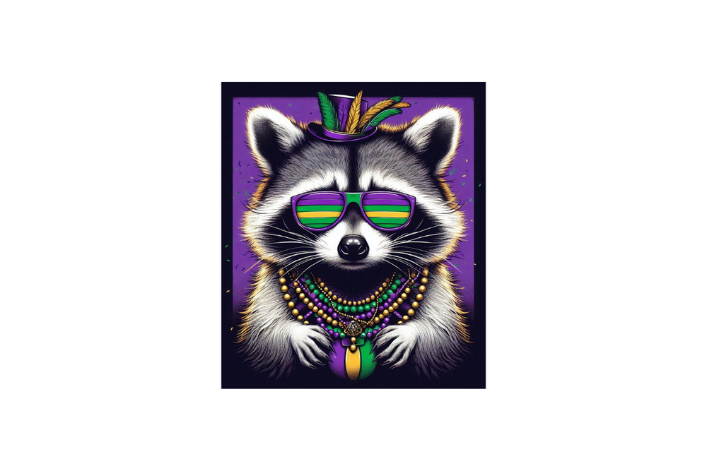 Mardi Gras Raccoon Sticker 2.5"