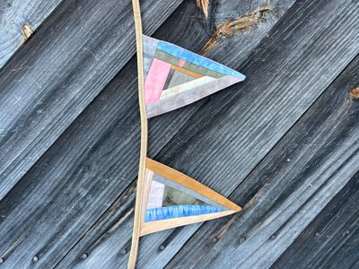 Patchwork Triangular Bunting Pale Orange backing close up 