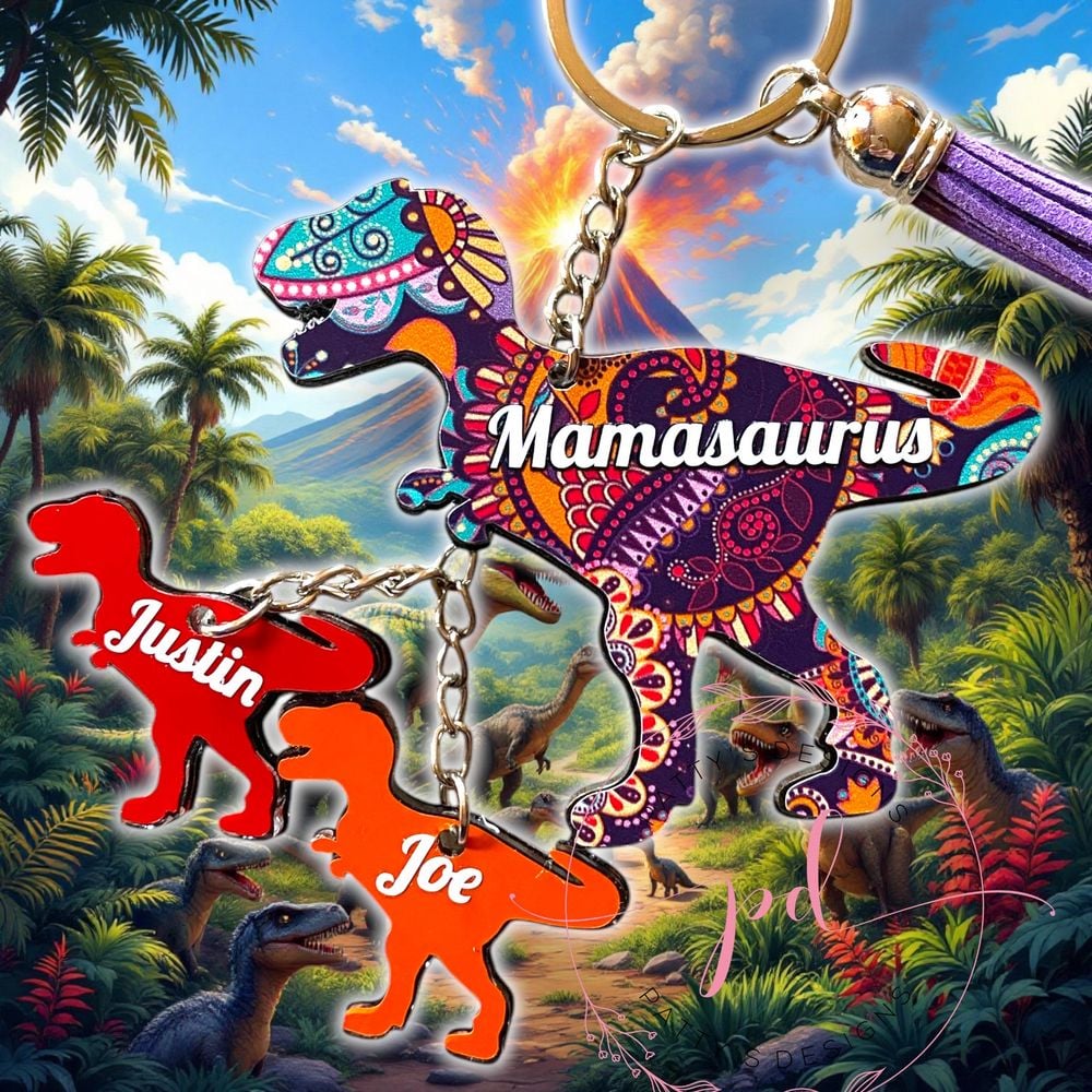 Mamasaurus Rex and Baby T-Rex Keychain