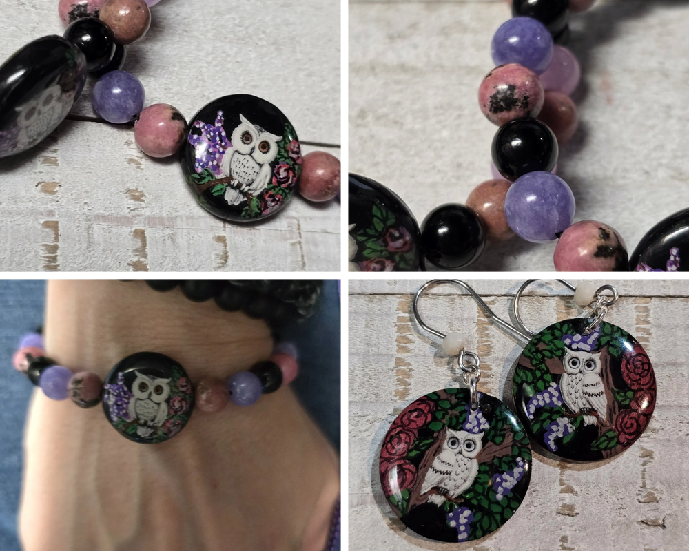 Hand-painted Owl bracelet 