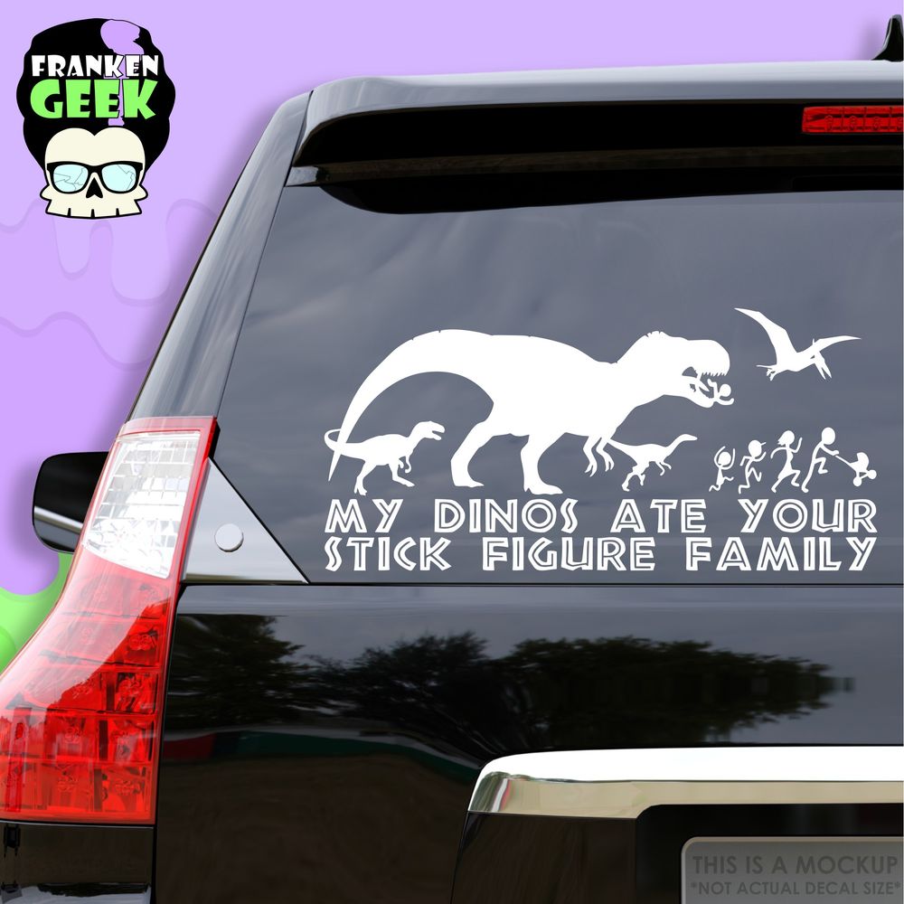 My Dinos Ate Your Stick Figure Family Vinyl Vehicle Decal