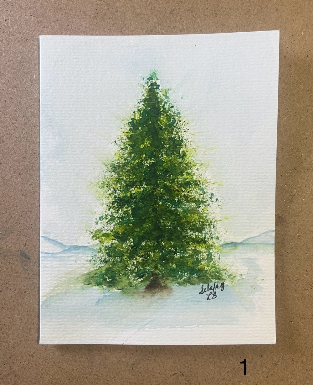 Holiday Card Tree #1 - ORIGINAL watercolor painting 