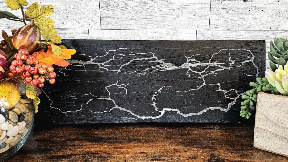 Fractal Wood Burning, African Wenge with Silver Inlay 16.5"x...