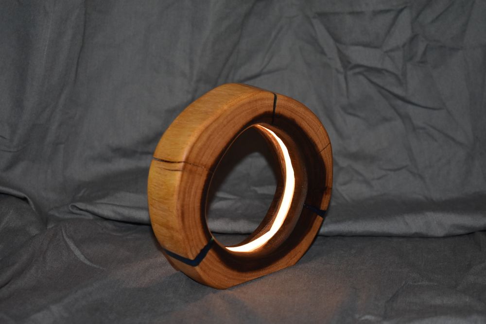 Wood LED Lamp w/ Blue Epoxy