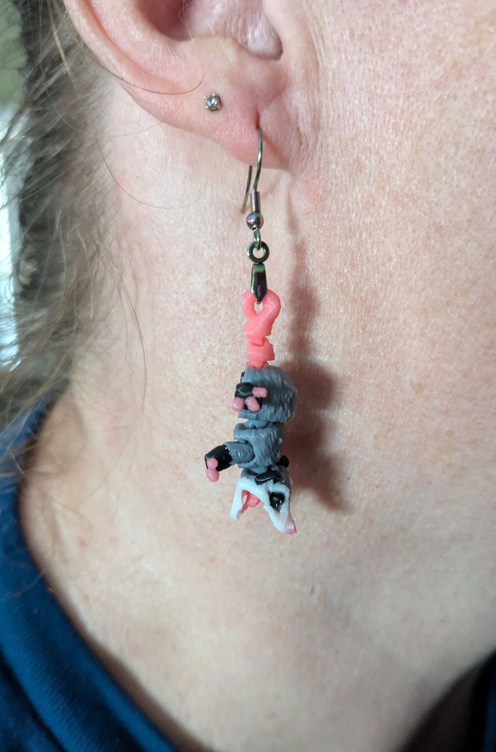 Screaming Opossum Earrings - 3D Printed 