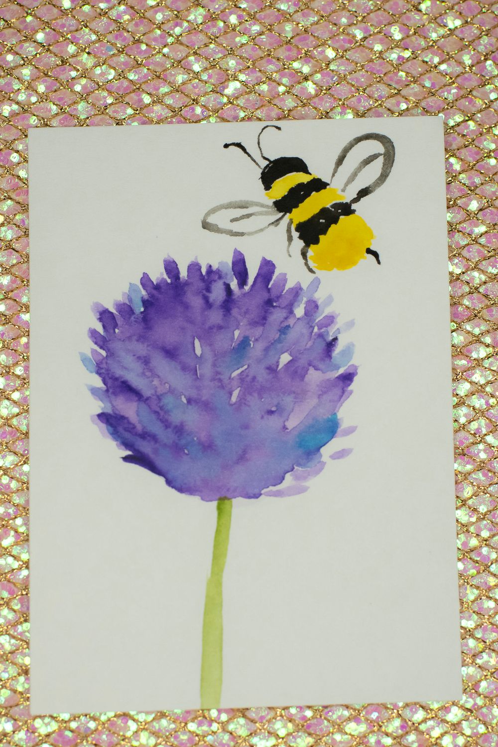 ACEO Orig - 'Bye Bye Bee' - MiniArt - 2.5x3.5 collectable