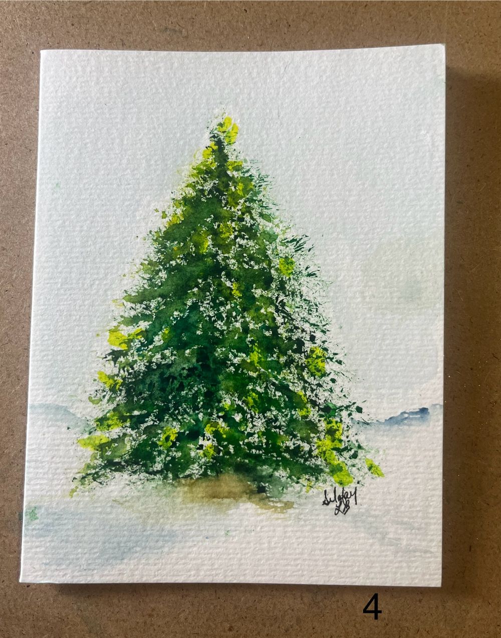 Holiday Card Tree #4 - ORIGINAL watercolor painting 