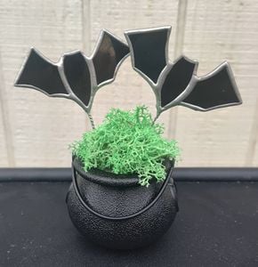 Stained Glass Batty Picks (2) with Cauldron 