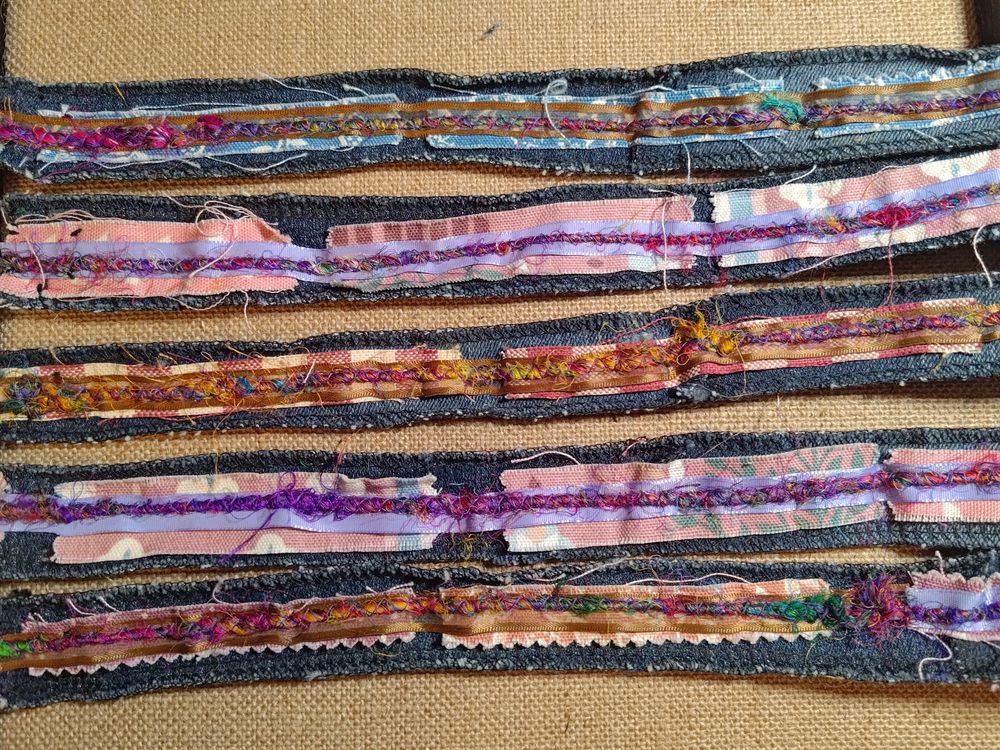 Re-up-cycled denim and silk boho bracelets