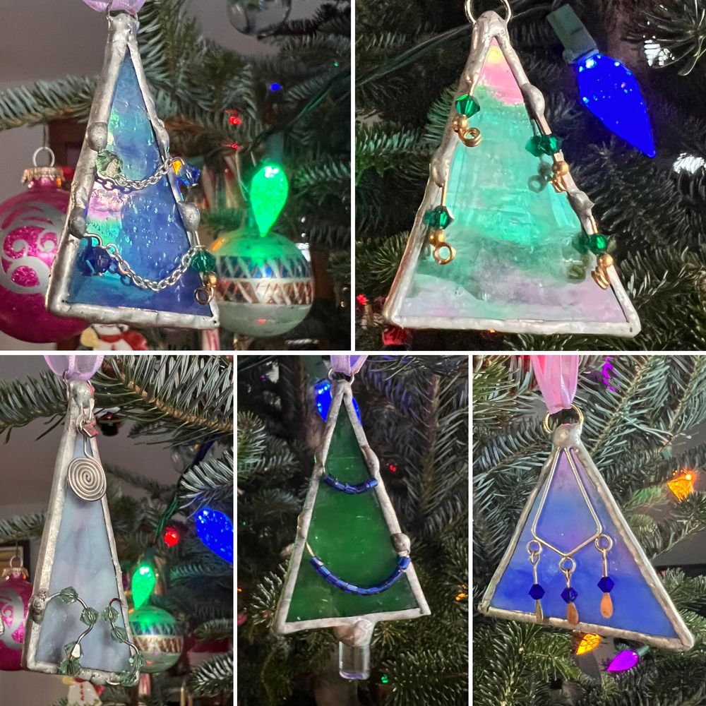 Stained Glass Christmas Tree Ornaments 