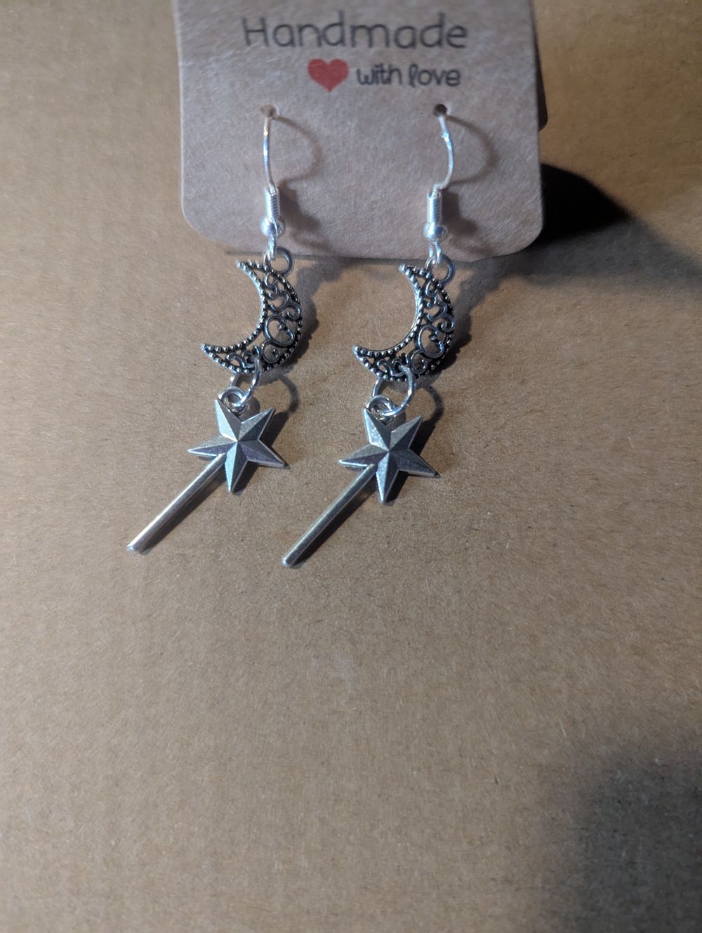Fairy wand moon earrings